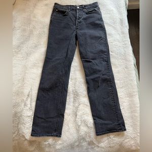 Aritzia Denim Forum The Arlo High Rise Straight 28L black denim